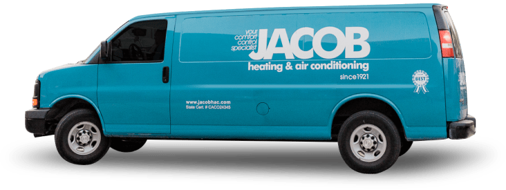 Blue Jacob Heating & Air Conditioning company van with logo