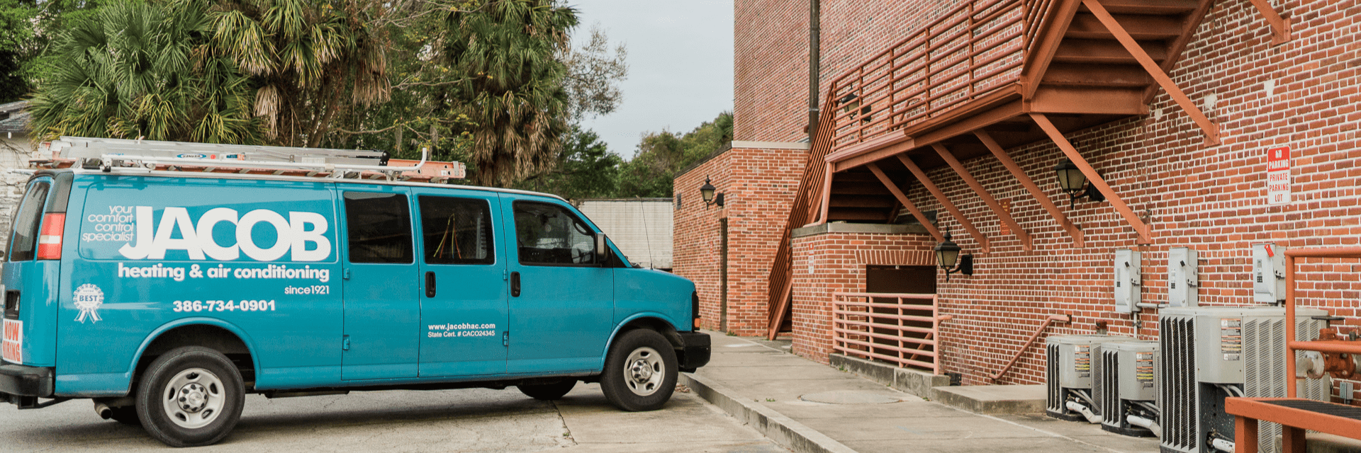 A Jacob Heating & Air Conditioning Service van.