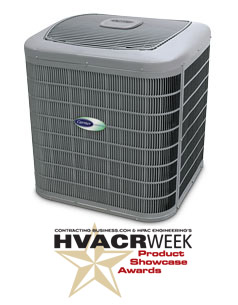 Image of HVAC unit with the HVACRWeek 'Products Showcase Awards' logo