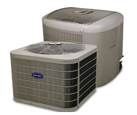 Two parts of an HVAC unit. 