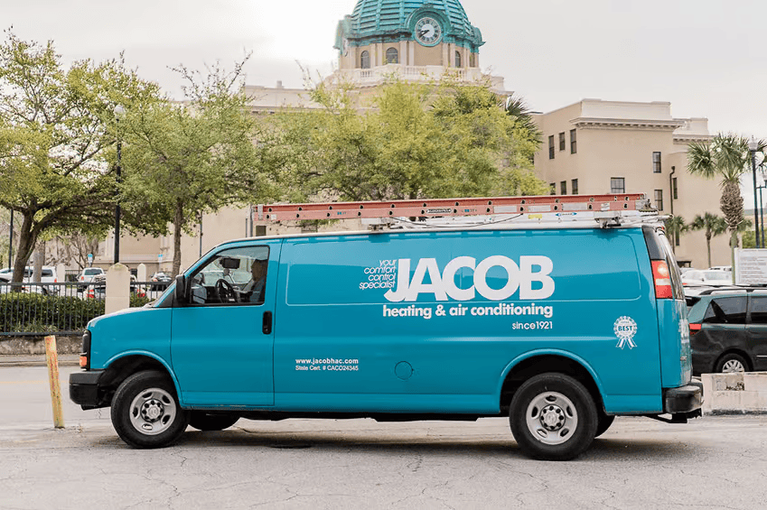 A Jacob Heating & Air Conditioning service van.